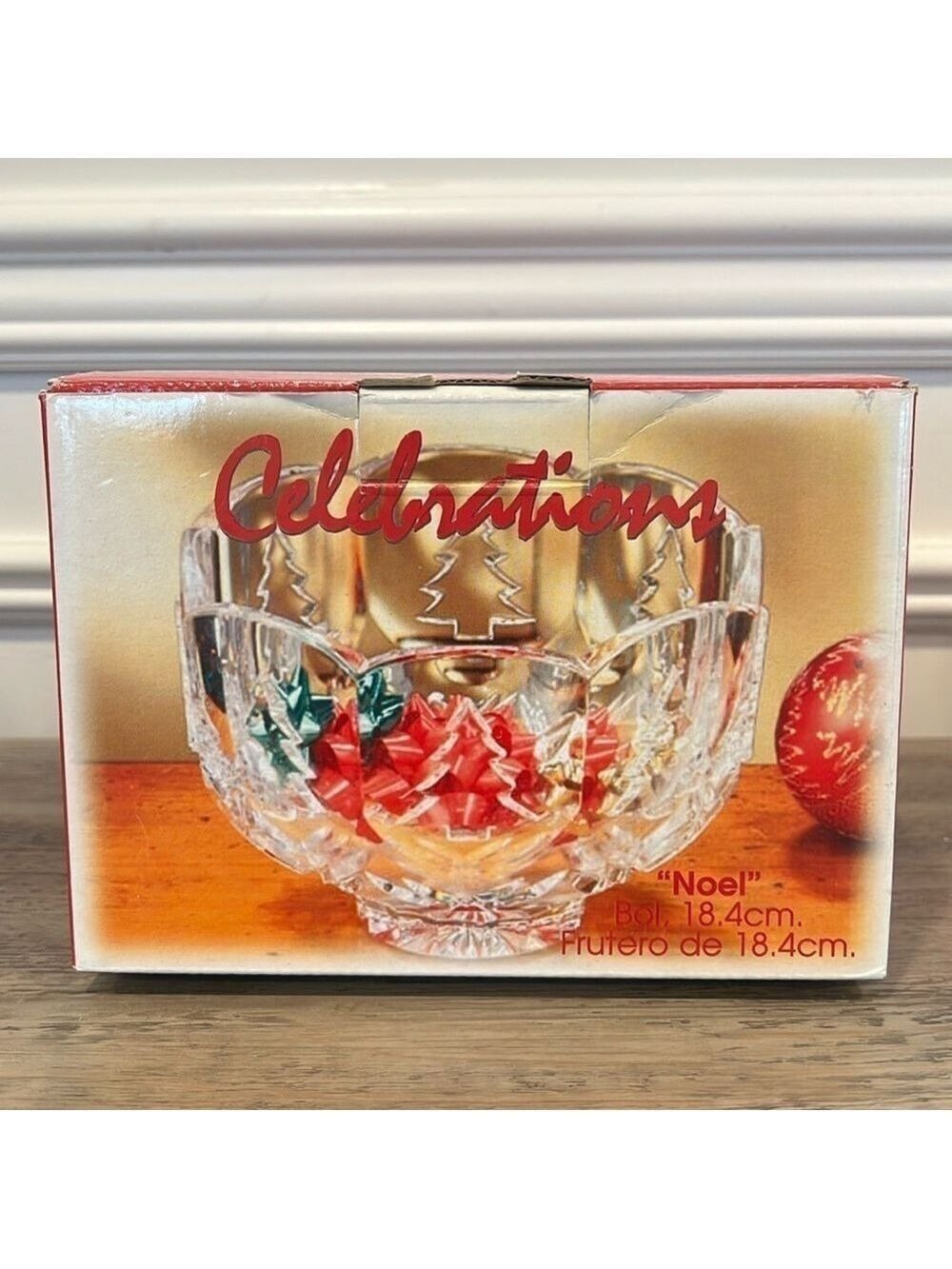 Czechoslovakian NOEL Celebrations Crystal Clear Glass Christmas Tree Bowl New